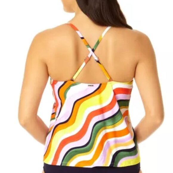Anne Cole Jungle Fever Easy Triangle Tankini Top Multicolor S - Picture 2 of 8